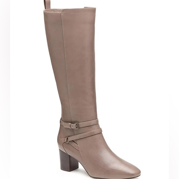 NWOB $358 Johnston and Murphy the Rleanor Knee High Taupe Leather Boots - Picture 2 of 8